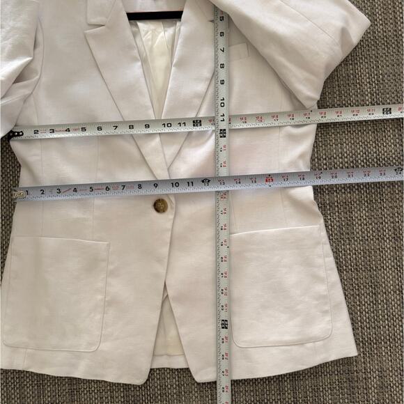 J CREW Helena One Button Blazer in Chelsea Linen-Cupro Blend Size 12 Color White - Picture 7 of 7